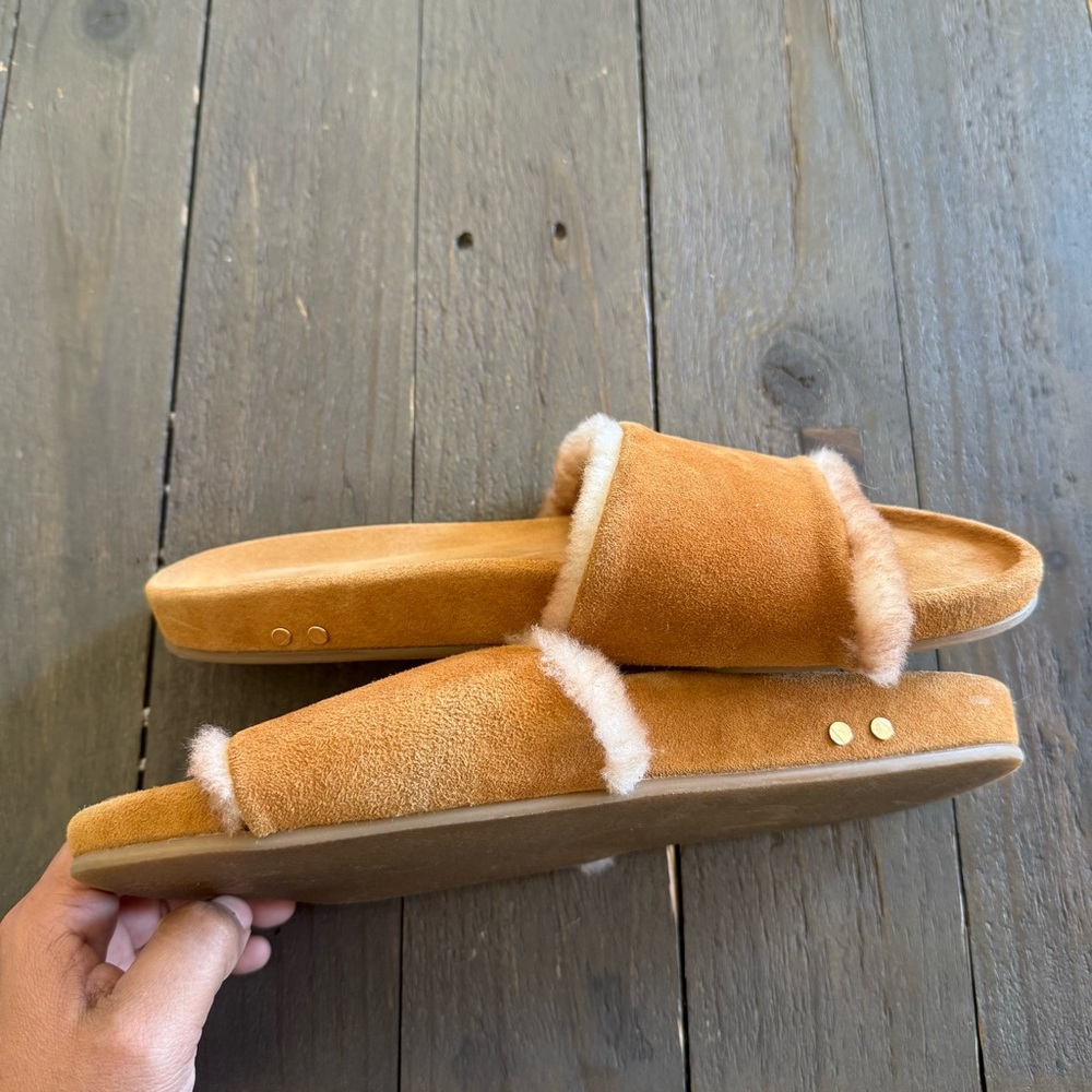 Beek Gallito Shearling Sandals Carmel Color Suede Slide Women’s Size 9 - Picture 13 of 14